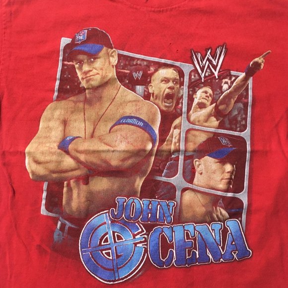 Vintage 2000's WWE Authentic John Cena XL RED T-Shirt distressed - Picture 6 of 10